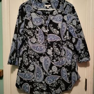 Blue and black blouse
